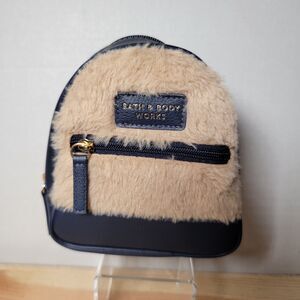 Bath & Body Works Mini Bag 2 Zippers & Faux Fur 6" Tall